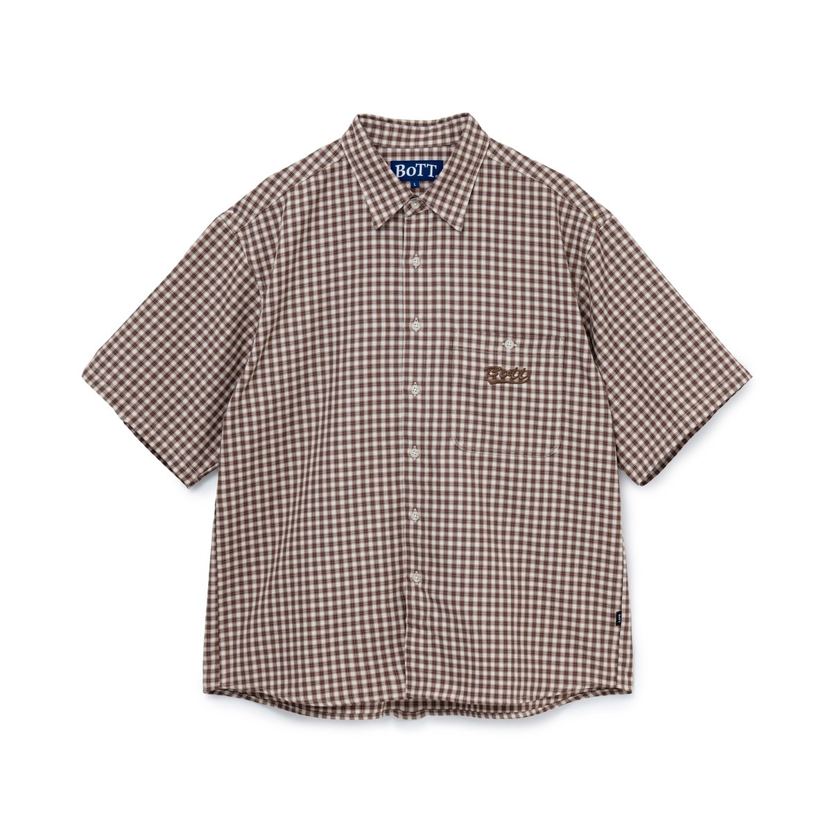 BoTT / MULTI CHECK S/S SHIRT / LIGHT BROWN | So