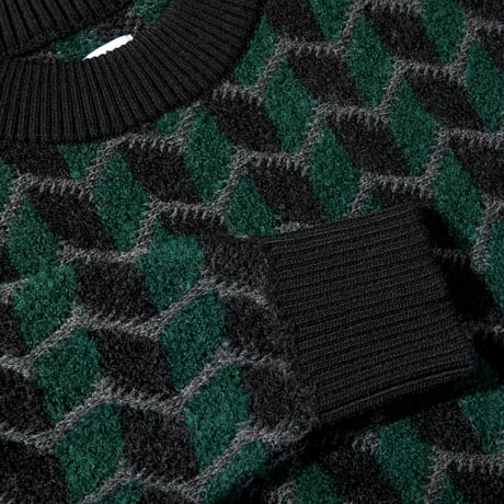 POLAR SKATE CO. / ZIG ZAG KNIT SWEATER / BLACK / DARK TEAL