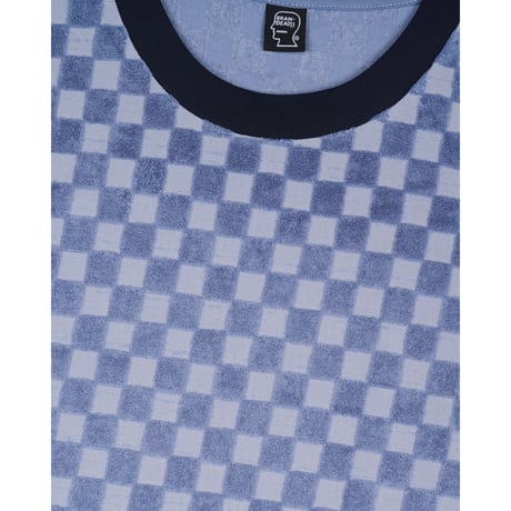 BRAIN DEAD / CHECK BURNOUT T-SHIRT / LIGHT BLUE
