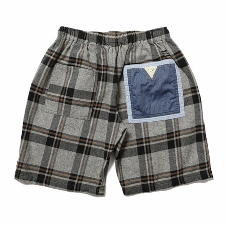 HOMBRE NINO / PLAID EASY SHORTS / GRAY NAVY