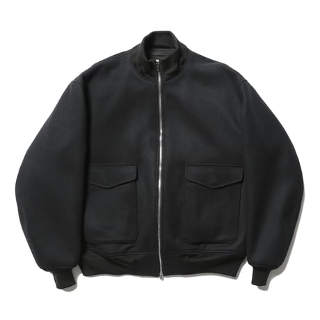 tone / WOOL MELTON BOMBER JACKET / BLACK
