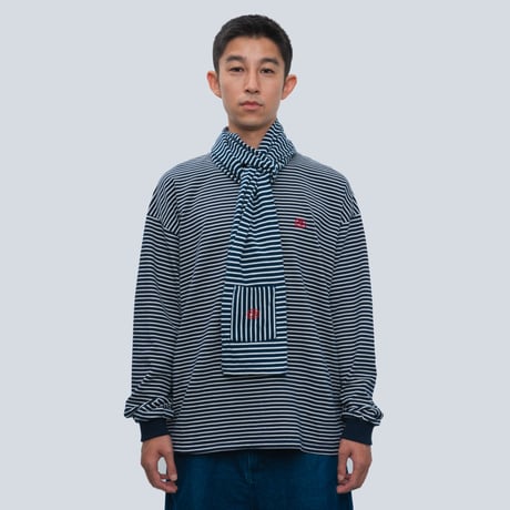 SOL soonerorlater / BORDER SCARF / WHITE & NAVY