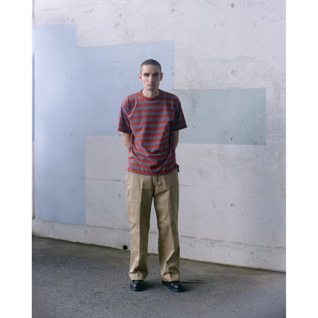 PHIGVEL MAKERS & Co. / BORDER SHORT SLEEVE TOP / GRAPHITE x YELLOW