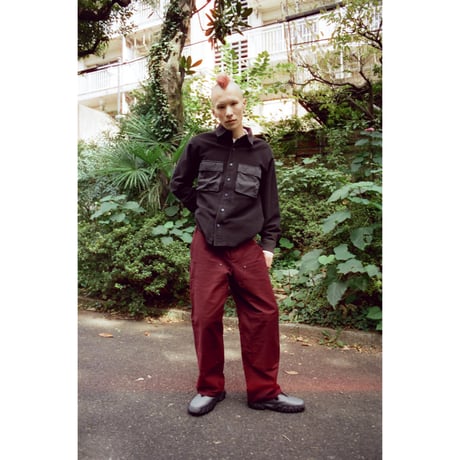 BRAIN DEAD / CPO REVERSE FRENCH TERRY SHIRT / WASHED BLACK