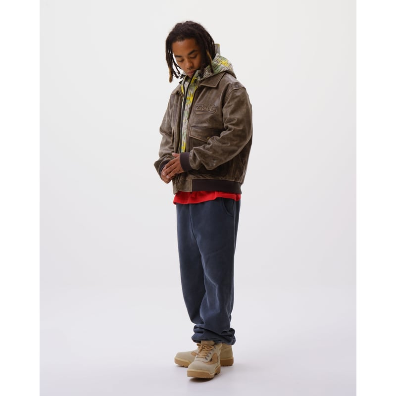 BoTT / SCRIPT LOGO CRACKED LEATHER JACKET / BRO