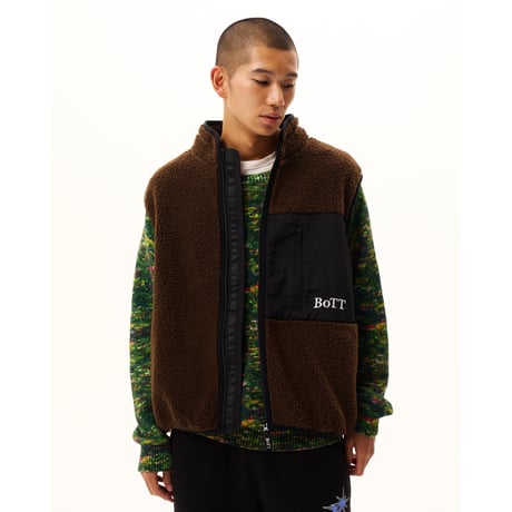 BoTT / FLEECE ZIP UP VEST / BROWN