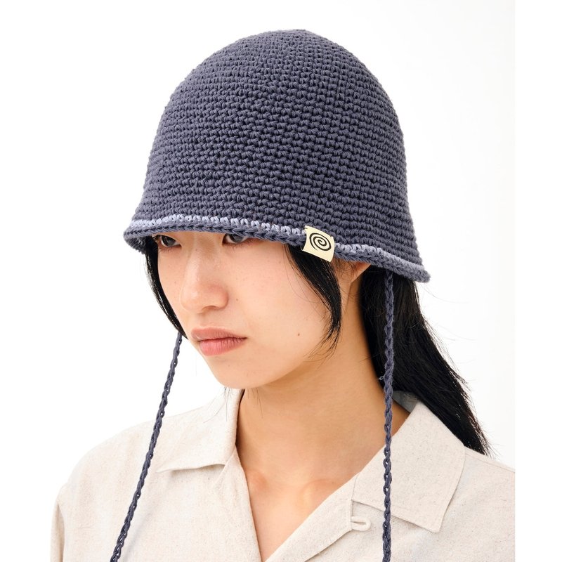 SOL soonerorlater / HAND-KNITTED HEMP HAT / NAV