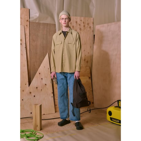 tone / COTTON TWILL WORK SHIRT / BEIGE