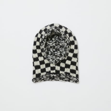 BAL / CHECKERED HAND KNIT  BALACLAVA / BLACK