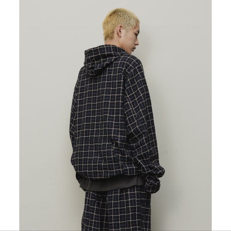 BAL / PULLOVER MEXICAN HOODED SHIRT / BLACK PLAID