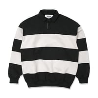 HOMBRE NINO / ROUND COLLAR STRIPE SWEAT SHIRT / BLACK / WHITE