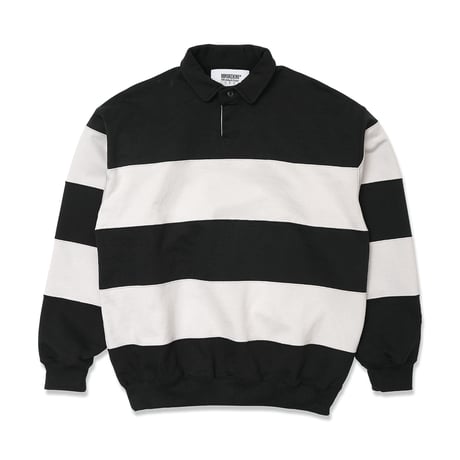 HOMBRE NINO / ROUND COLLAR STRIPE SWEAT SHIRT / BLACK / WHITE