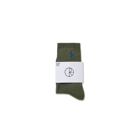 POLAR SKATE CO. / RIB SOCKS NO COMPLY / DUSTY OLIVE / BLUE