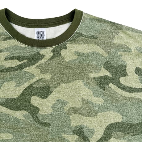 COMFORTABLE REASON / PIGMENT DYED MELT CAMO TEE / OLIVE