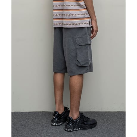 BAL / COTTON  LINEN CARGO SHORT / BLACK