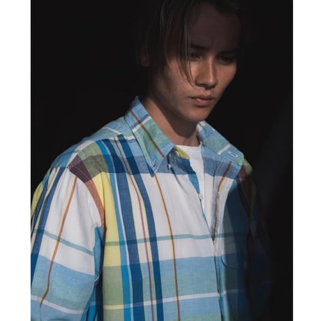 PHIGVEL MAKERS & Co. / MADRAS CHECK B.D. LS SHIRT / SAX BLUE