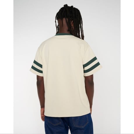 BRAIN DEAD / EMBOSSED WORLDWIDE SHORT SLEEVE FOOTBALL SHIRT / NATURAL