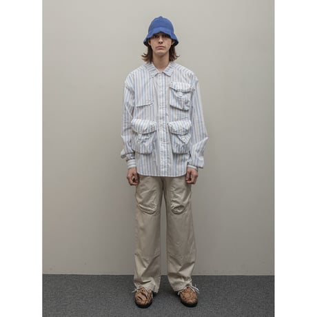 BAL / MULTI POCKET SHIRT / WHITE STRIPE