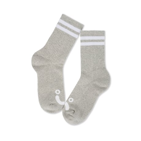POLAR SKATE CO. / RIB SOCKS HAPPY SAD / HEATHER GREY