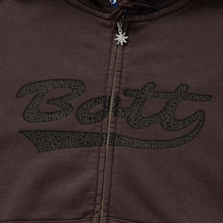 BoTT / WASHED SCRIPT LOGO ZIP HOODIE / WASHED BROWN