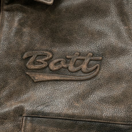 BoTT / SCRIPT LOGO CRACKED LEATHER JACKET / BROWN