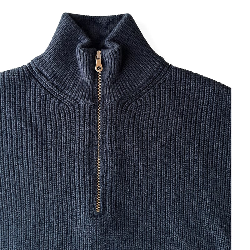 COMFORTABLE REASON / HALF ZIP KNIT / NAVY | Sop