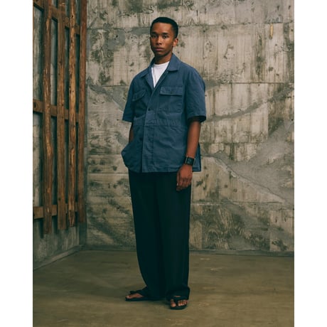 tone / TROPICAL WIDE SLACKS / NAVY
