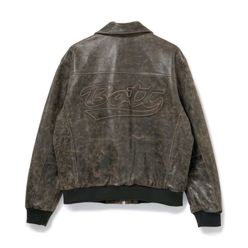 BoTT / SCRIPT LOGO CRACKED LEATHER JACKET / BRO