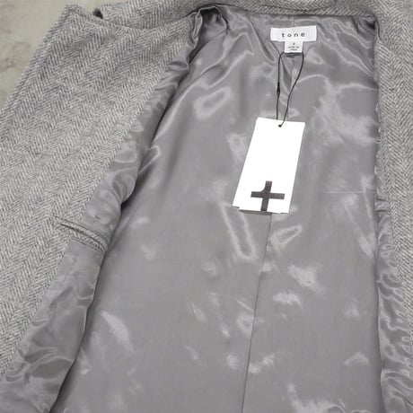 tone / WIDE BAL COLLAR COAT / HERRINGBONE