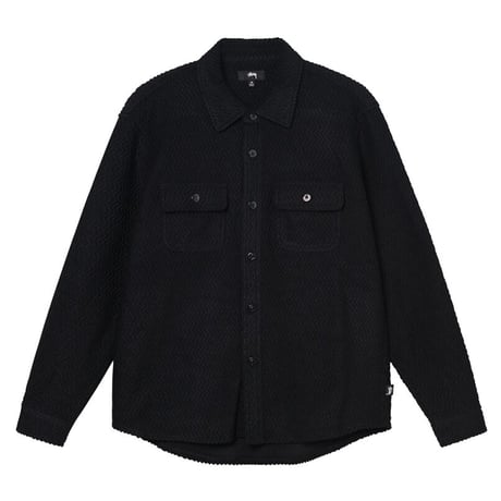 STUSSY / TEXTURED WOOL CPO LS SHIRT / BLACK