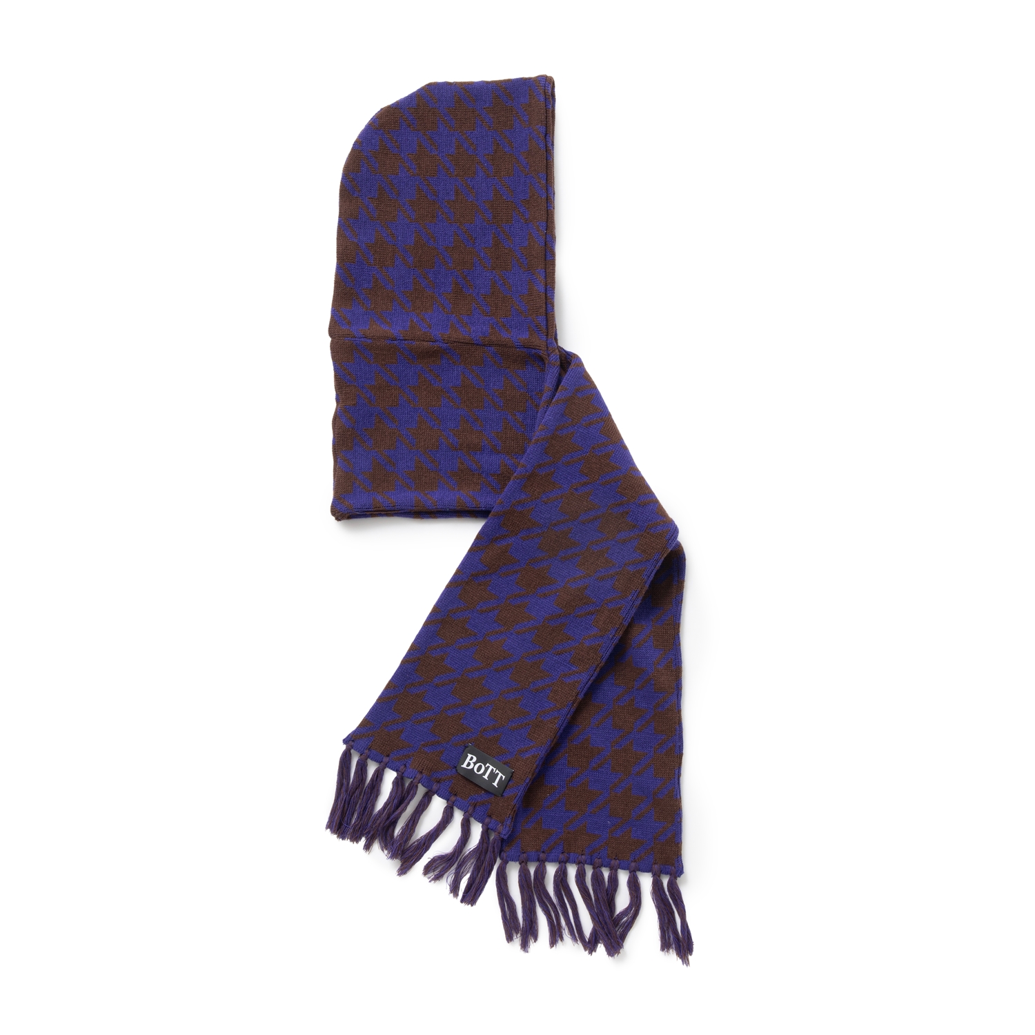 BoTT / HOUNDSTOOTH HOODED SCARF / BROWN | Sopho
