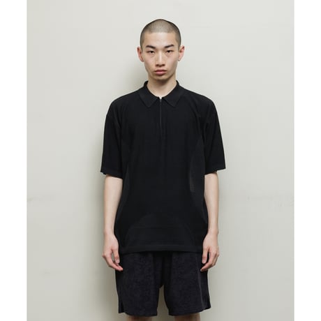 BAL / VENTILATION MESH KNIT ZIP POLO / BLACK