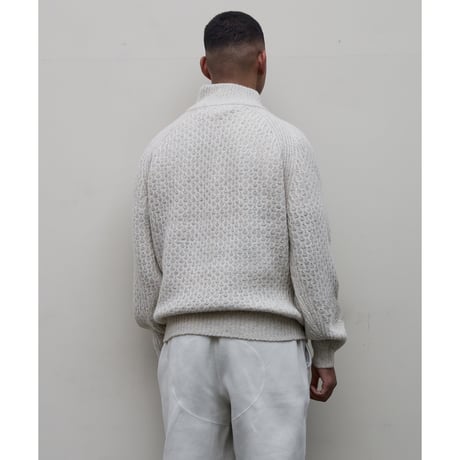 BAL / DIAGONAL ZIP  JACQUARD  SWEATER / NATURAL