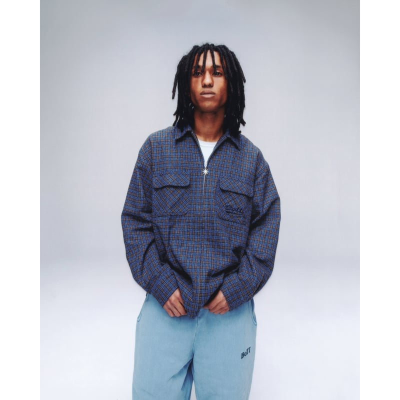 BoTT / ZIP UP FLANNEL SHIRT / NAVY | Sophomore