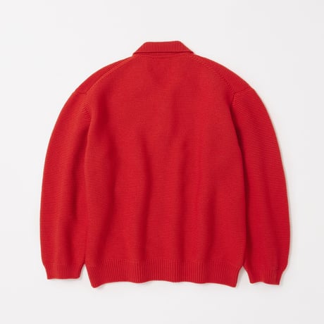 tone / WOOL LOW GAUGE KNIT POLO / VIVID ORANGE