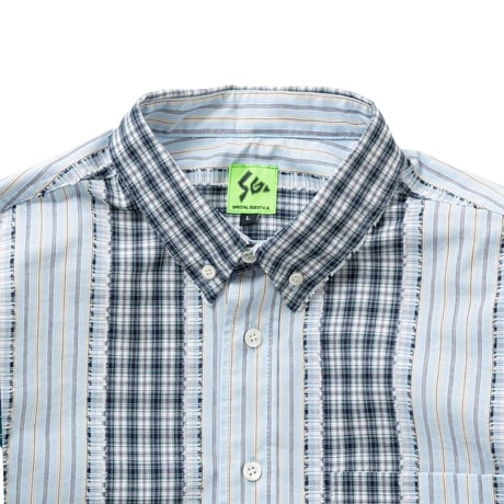 SPECIAL GUEST K.K. / PATTERN MIX SHIRT / BLUE