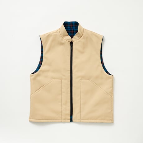 SOL soonerorlater / REVERSIBLE CHECKED VEST / BLUE