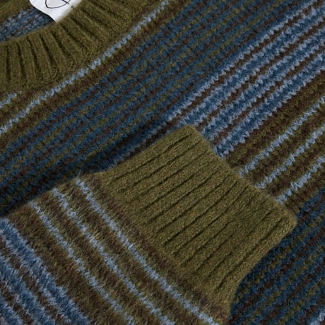 POLAR SKATE CO. / GEORGE SWEATER / BLUE GREEN STRIPE