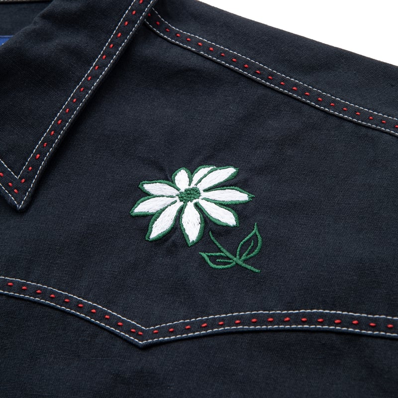 【ケム】BOTT ボット 長袖シャツ ウエスタン 花柄刺繍 張り感 美品 BoTT / FLOWER WESTERN SHIRT / BLACK | Sophomore