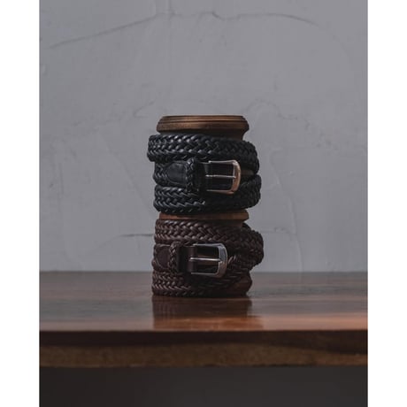 PHIGVEL MAKERS & Co. / LEATHER MESH BELT / BLACK