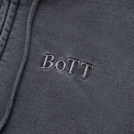 BoTT / PIGMENT DYED ZIP HOODIE / BLACK