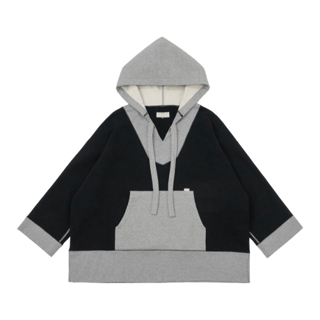 ON-AIR / HEAVY FLEECE BAJA HOODIE / BLACK x GREY HEATHER