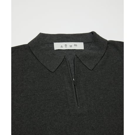 BAL / VENTILATION MESH KNIT ZIP POLO / CHARCOAL HEATHER