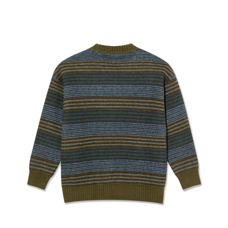 POLAR SKATE CO. / GEORGE SWEATER / BLUE GREEN STRIPE