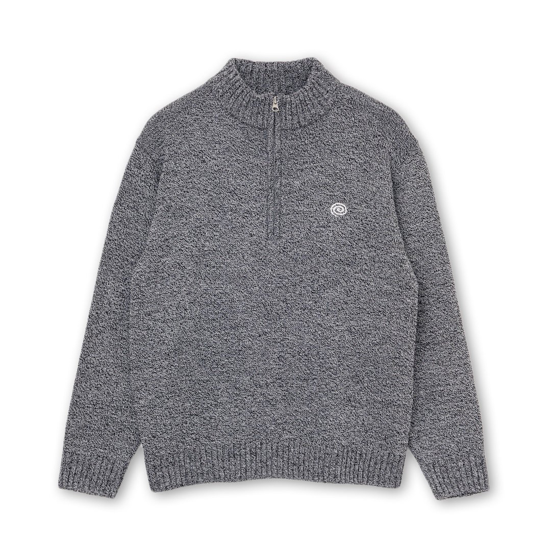 SOL soonerorlater / HALFZIP KNIT SWEATER / GRAY