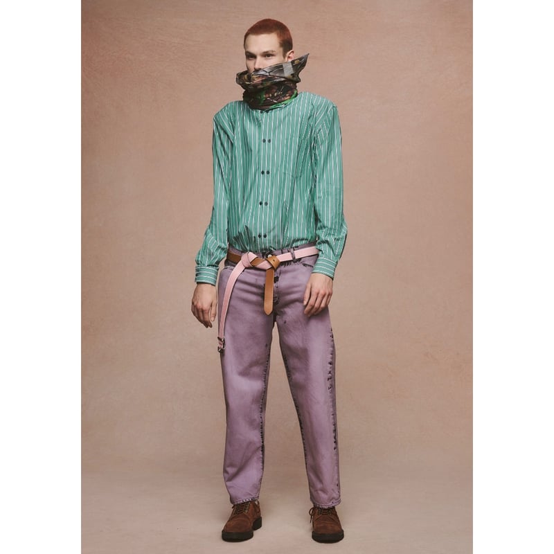 bal original ダブルボタンシャツ L ダークグリーン ストライプ DOUBLE BUTTON SHIRT bal original L - メルカリ