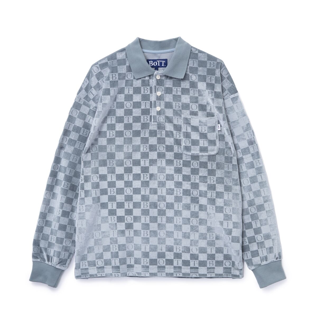 BoTT / CHECKERBOARD VELOUR POLO / LIGHT BLUE