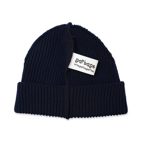 GARBAGE / INSIDE OUT CUFF BEANIE / NAVY (BLACK EMB)