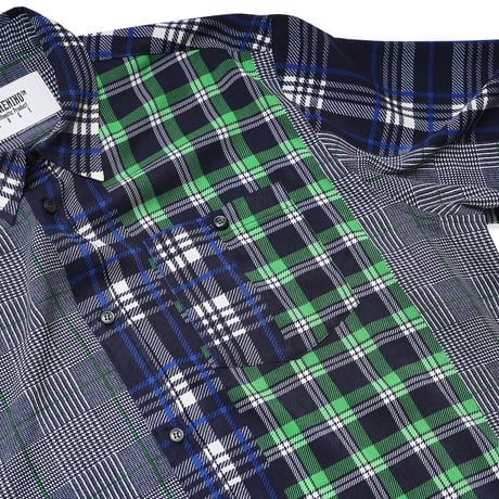 HOMBRE NINO / CRAZY PLAID S/S SHIRT / NAVY/GREEN