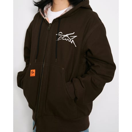 SPECIAL GUEST K.K. / DUCK CANVAS & THERMAL HOODED REVERSIBLE JACKET / BROWN